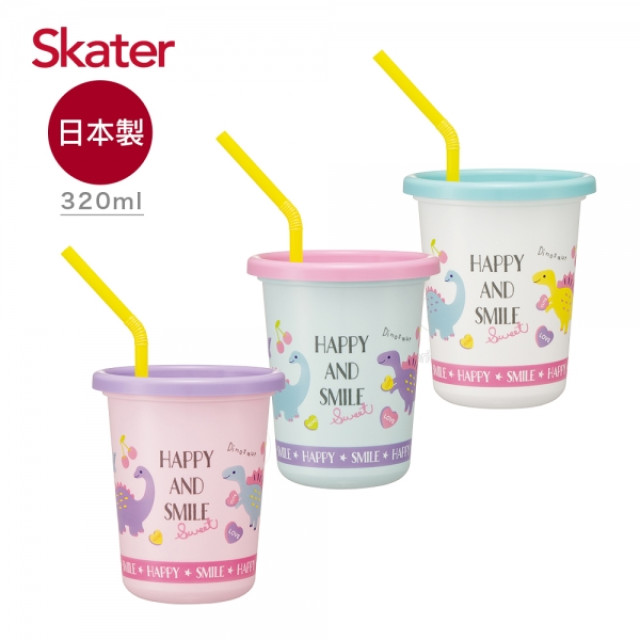 Skater 日本製3入水杯320ml 粉粉龍