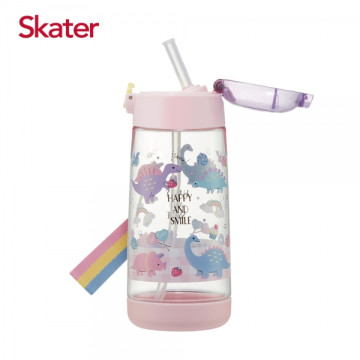 Skater PET吸管水壺480ml 粉龍rainbow
