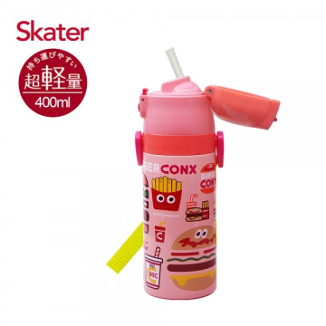 Skater 吸管不鏽鋼保溫水壺400ml 草莓漢堡