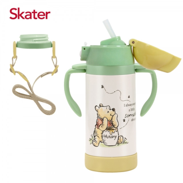 Skater 吸管型不鏽鋼兩用杯350ml 小熊維尼