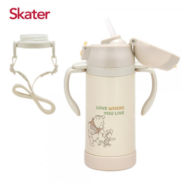 Skater 吸管型不鏽鋼兩用杯350ml 維尼LOVE