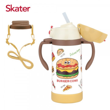 Skater 吸管型不鏽鋼兩用杯350ml 漢堡