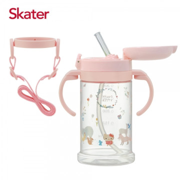 Skater 寬底吸管杯370ml KITTY