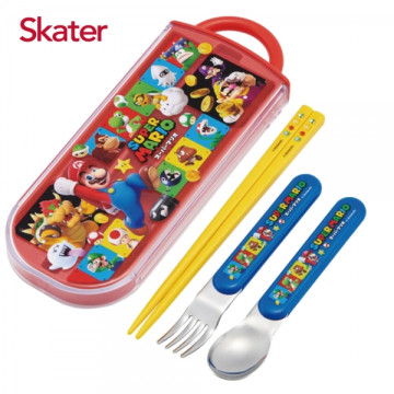 Skater 銀離子三件餐具組 瑪利歐