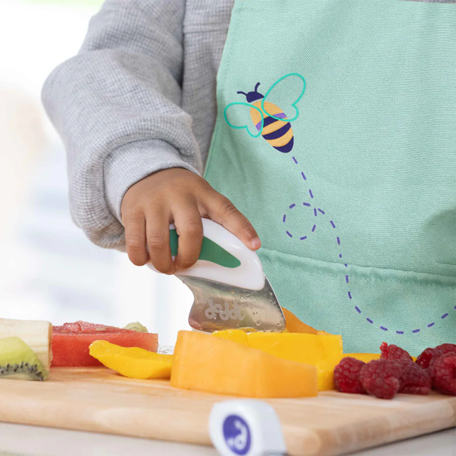 doddl 英國兒童小廚師3件組禮盒+湖水綠矽膠餐墊