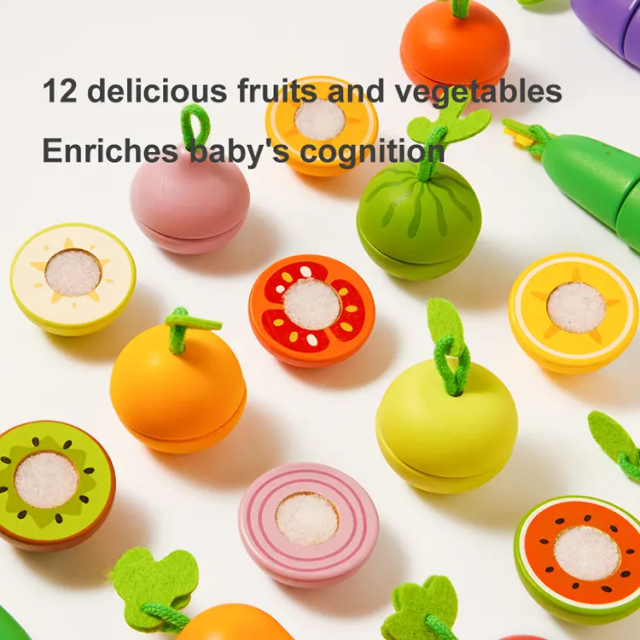 mideer 木質切菜、串菜蔬果遊戲套組