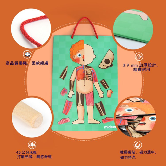 mideer 可掛式人體認知磁力貼遊戲組(90pcs)