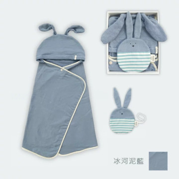 nizio BOBO 兔仔⽃篷浴⼱安撫⼱禮盒組
