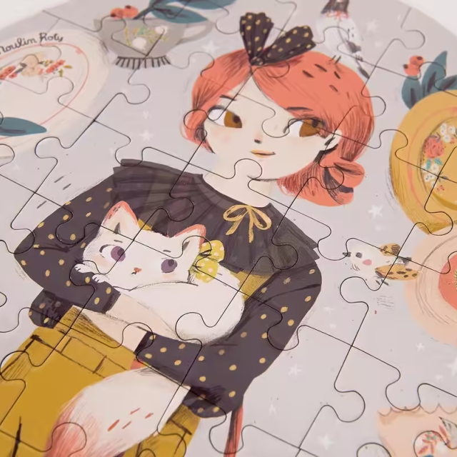 Moulin Roty 浪漫女孩圓筒禮盒拼圖(65片)