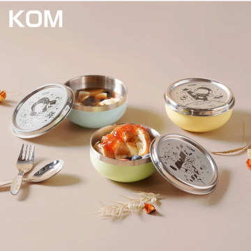 KOM 316不鏽鋼磨砂兒童隔熱碗-夢想系列