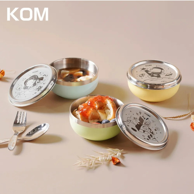 KOM 316不鏽鋼磨砂兒童隔熱碗-夢想系列