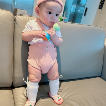 Ggomoosin 學步襪鞋 - 粉紅櫻桃 (短版)