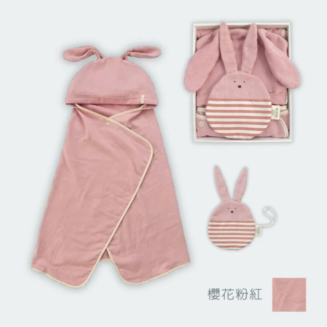 nizio BOBO 兔仔⽃篷浴⼱安撫⼱禮盒組