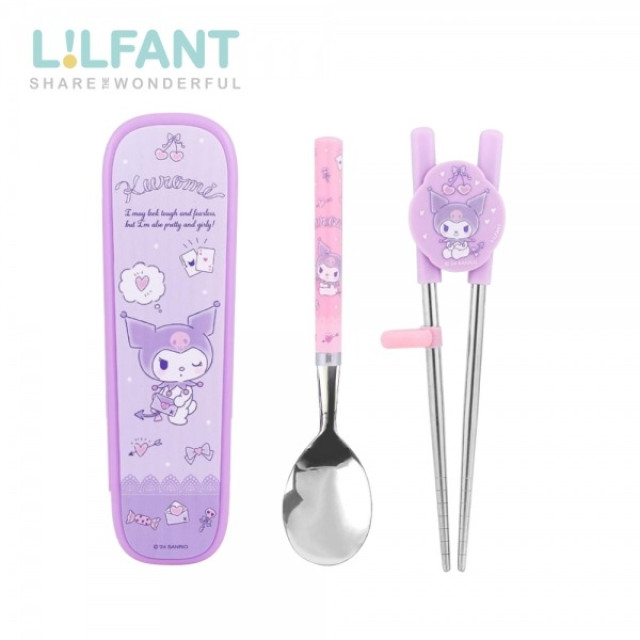 SuperBO 附盒不鏽鋼學習匙筷組(左右手)酷洛米