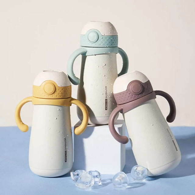 MOTHER-K Hug 防逆流不鏽鋼保溫杯350ml【贈】LALAPOPO 草本極淨蔬果奶瓶清潔慕斯500ml (瓶)