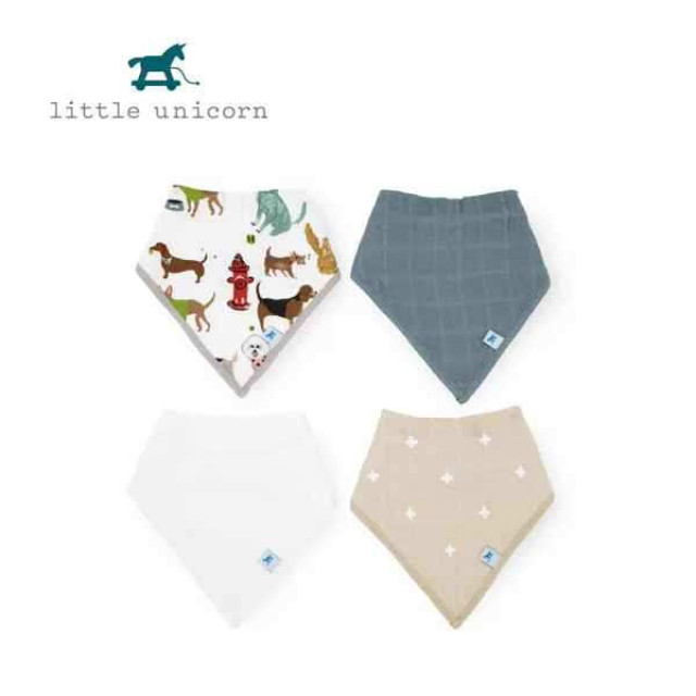 Little Unicorn 純棉三角圍兜4入組 (多款可選)