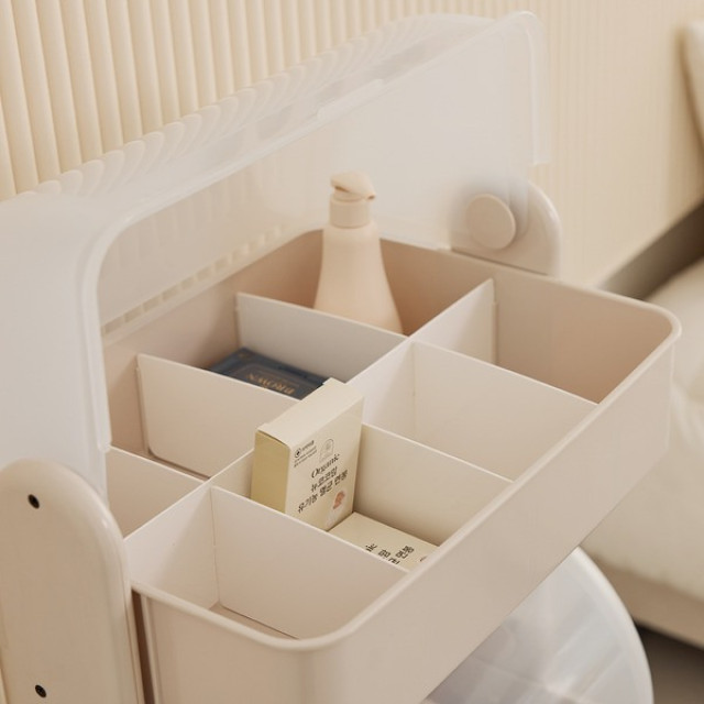 韓國PLAFARM 移動式防塵收納拉拉車-三層