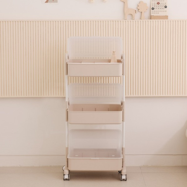 韓國PLAFARM 移動式防塵收納拉拉車-三層