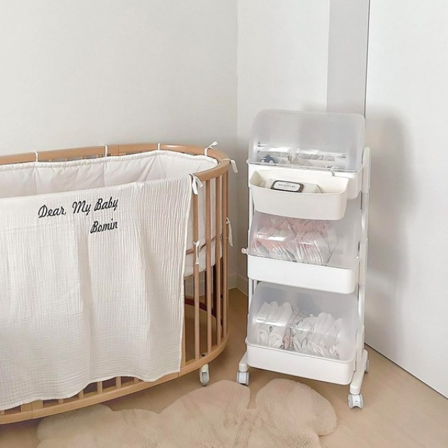 韓國PLAFARM 移動式防塵收納拉拉車-三層