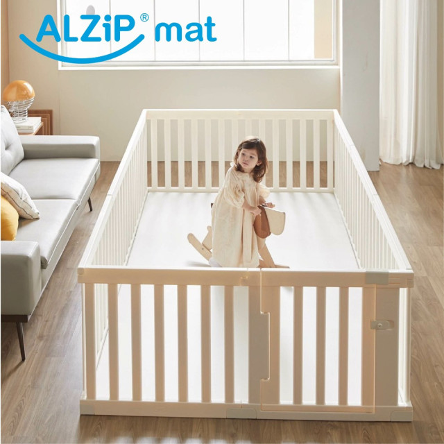 韓國ALZIPMAT 輕奢木質風圍欄S +一片式地墊S組合