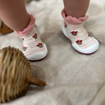 Ggomoosin 學步襪鞋 - 捲邊紅花