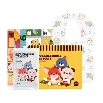 MOTHER-K K-MOM小淘氣拋棄式餐桌墊圍兜雙享組(20入)