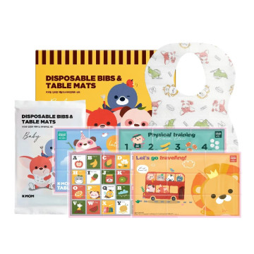 MOTHER-K K-MOM小淘氣拋棄式餐桌墊圍兜雙享組(20入)