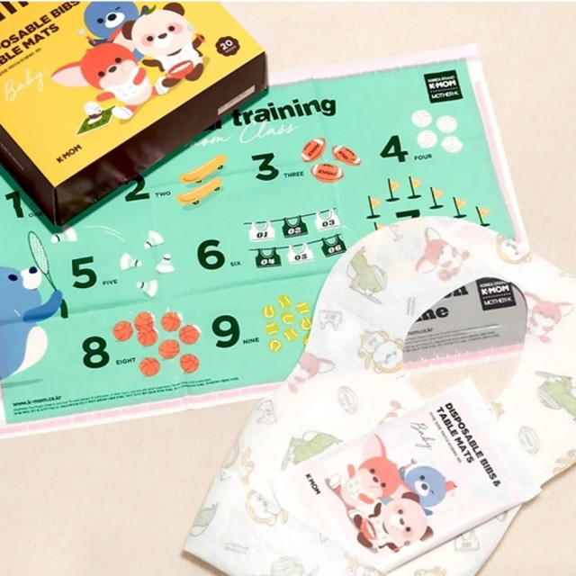 MOTHER-K K-MOM小淘氣拋棄式餐桌墊圍兜雙享組(20入)