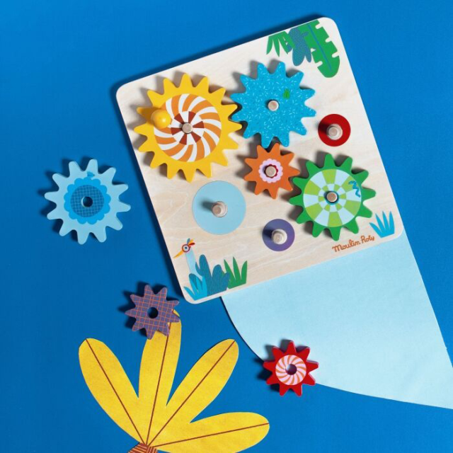 Moulin Roty 齒輪遊戲-斑紋動物