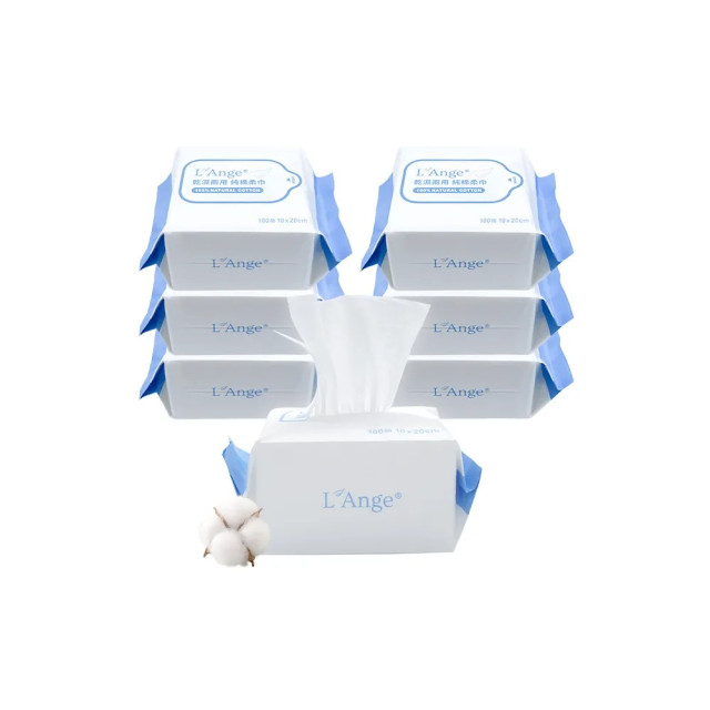 L'Ange 棉之境 乾濕兩用 純棉柔巾100抽*6入