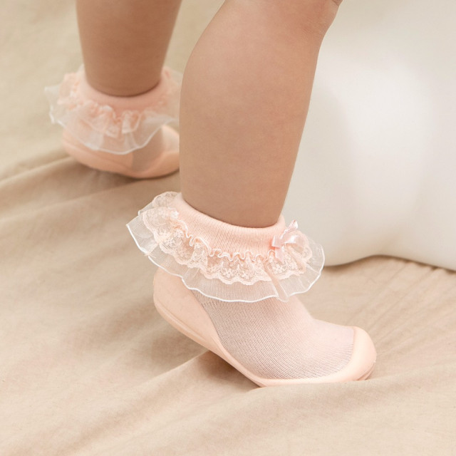 Ggomoosin 學步襪鞋 - 粉紅蕾絲