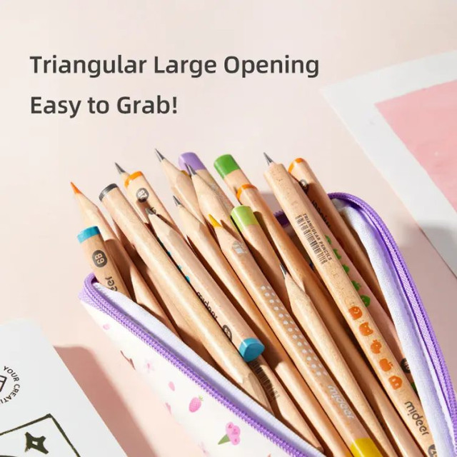 mideer 三角大開口筆袋-藝術(紫)