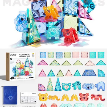 mideer 多彩透光磁力片-動物叢林(40PCS)
