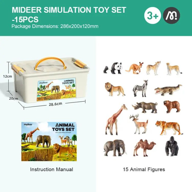 mideer 擬真動物套組(15PCS)