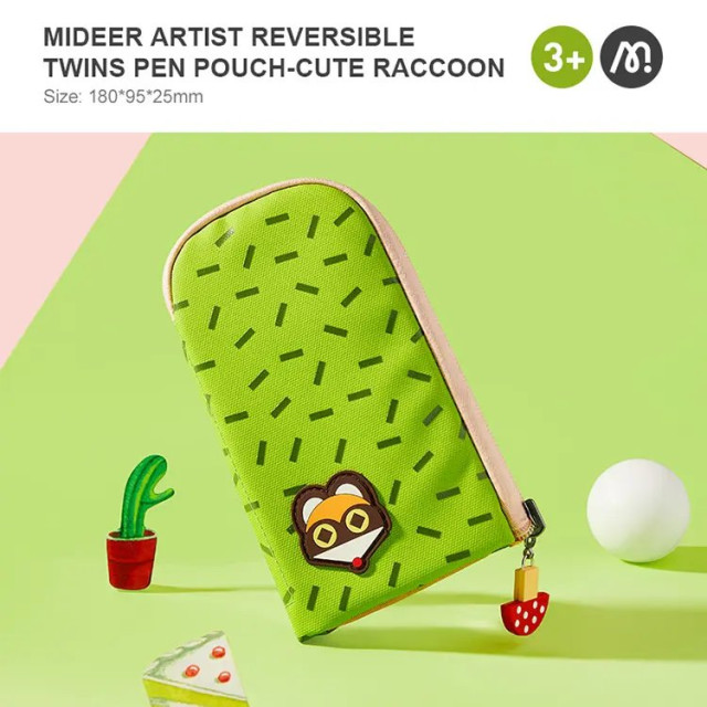 mideer 多功能防水翻轉筆袋-浣熊