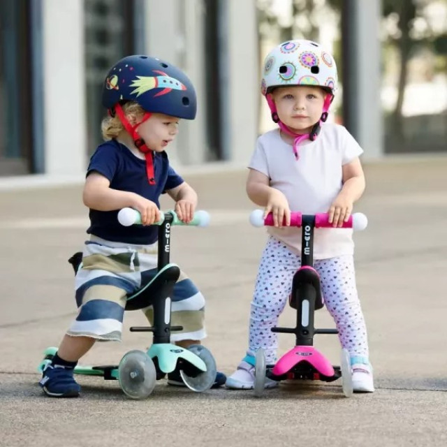 Micro 瑞士 Mini 2Grow Magic LED發光輪 成長型兒童滑板車 (可變換滑步車模式)