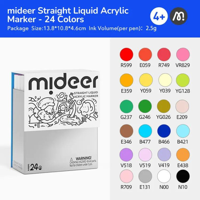 mideer 壓克力麥克筆-盒裝軟毛頭(24色)