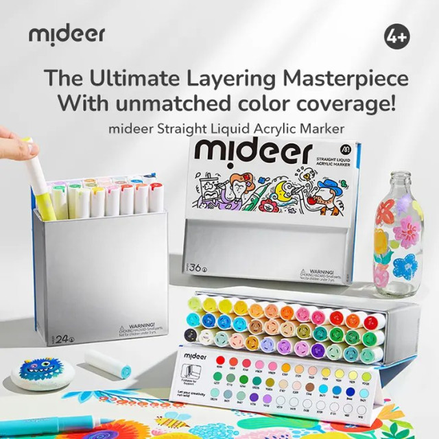 mideer 壓克力麥克筆-盒裝軟毛頭(36色)