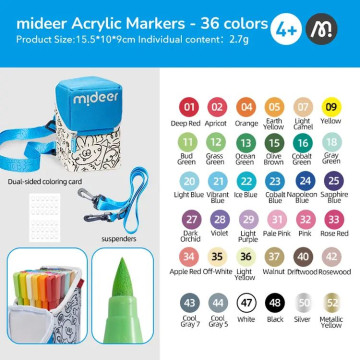 mideer 壓克力麥克筆-隨行筆袋軟毛頭(36色)