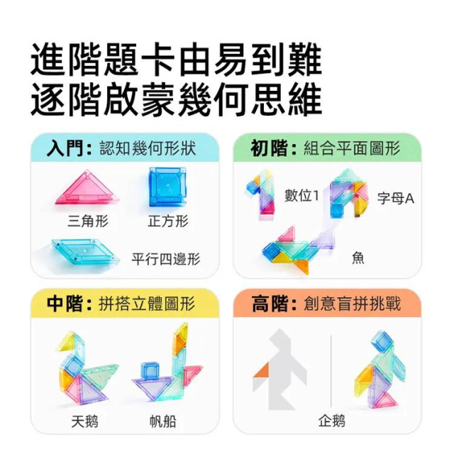 mideer 多彩透光磁力積木-七巧板(7pcs)