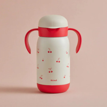 Richell 利其爾 TLI第四代 不銹鋼吸管保溫杯-櫻桃紅紅 450ml