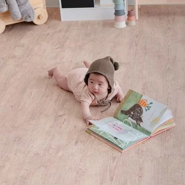 Pato Pato 自然系木紋色地墊 50*50*2cm 淺木紋(4入組)