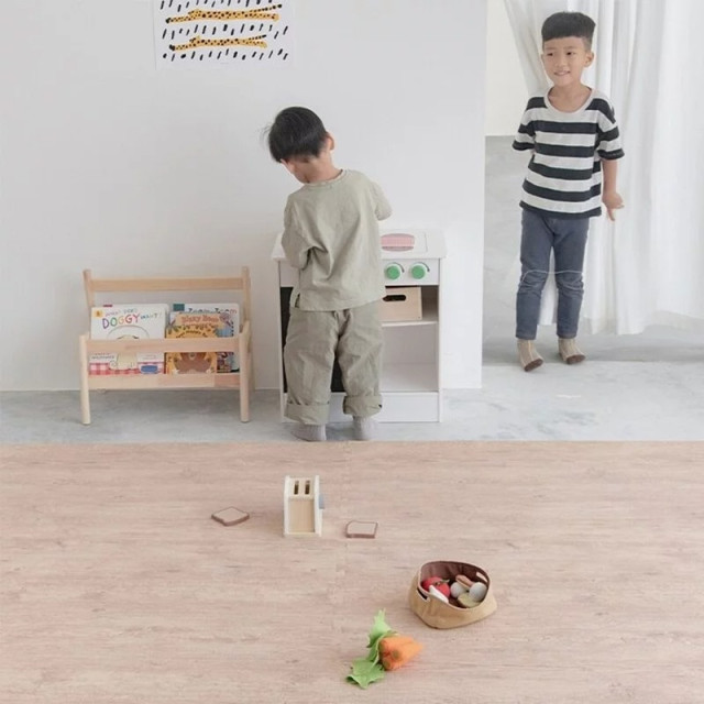 Pato Pato 自然系木紋色地墊 50*50*2cm 淺木紋(4入組)