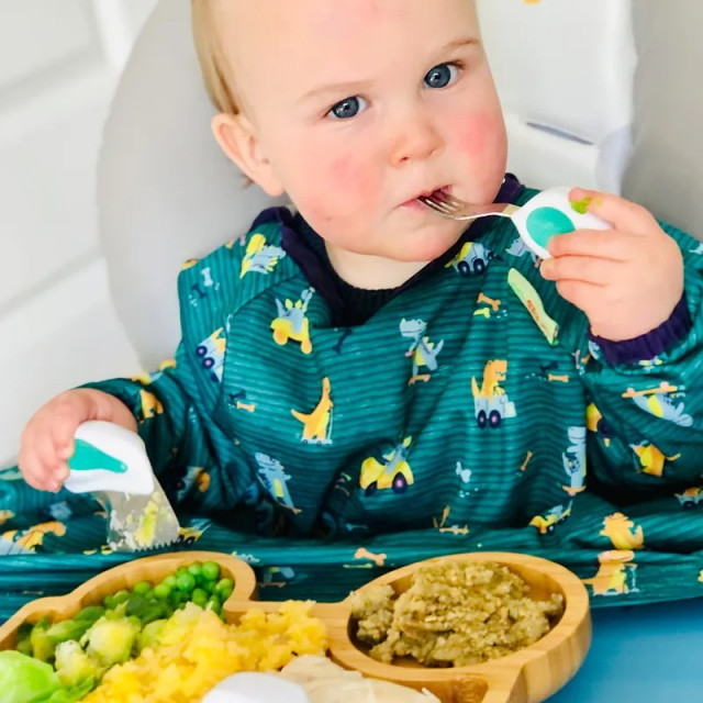 doddl 英國人體工學嬰幼兒學習餐具3件組-湖水綠