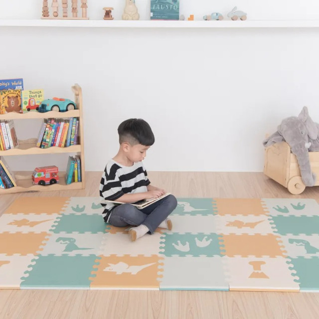 Pato Pato 動物巧拼地墊30*30*2cm 16入組(附提袋)-叢林恐龍