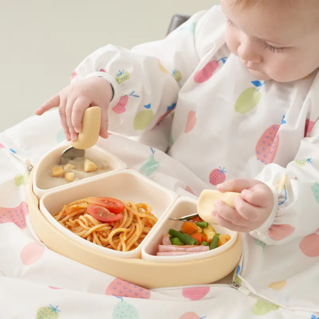 MOYUUM 韓國 白金矽膠吸盤式組合餐盤組-可頌系列