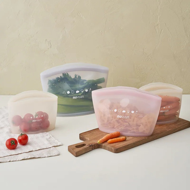 MOYUUM 韓國 站立式白金矽膠三層密封袋3入組