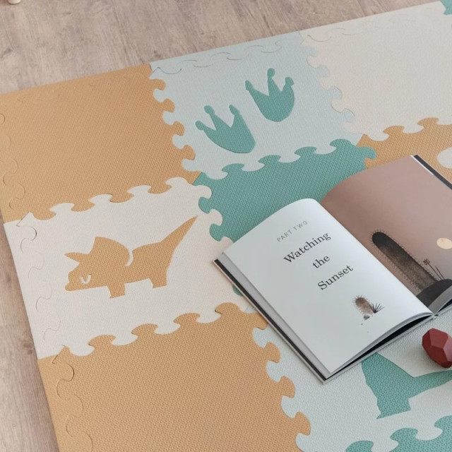 Pato Pato 動物巧拼地墊30*30*2cm 16入組(附提袋)-叢林恐龍