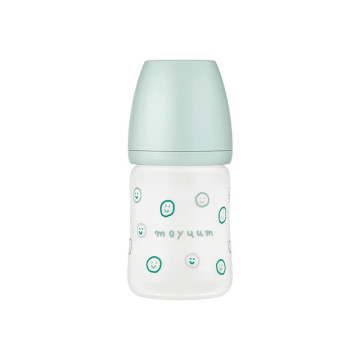 MOYUUM 韓國 寬口矽膠玻璃奶瓶 (0m+)150ml-微笑泡泡