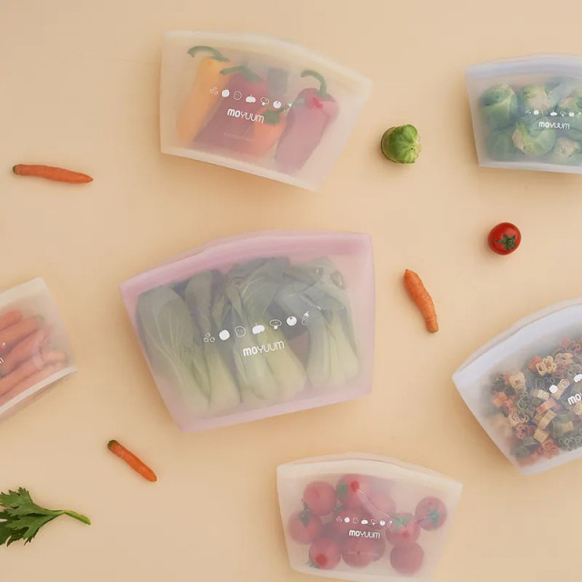 MOYUUM 韓國 站立式白金矽膠三層密封袋3入組